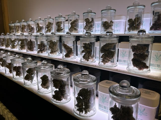 Tried and True medical cannabis caregiver storefront display shelf Scarborough ME