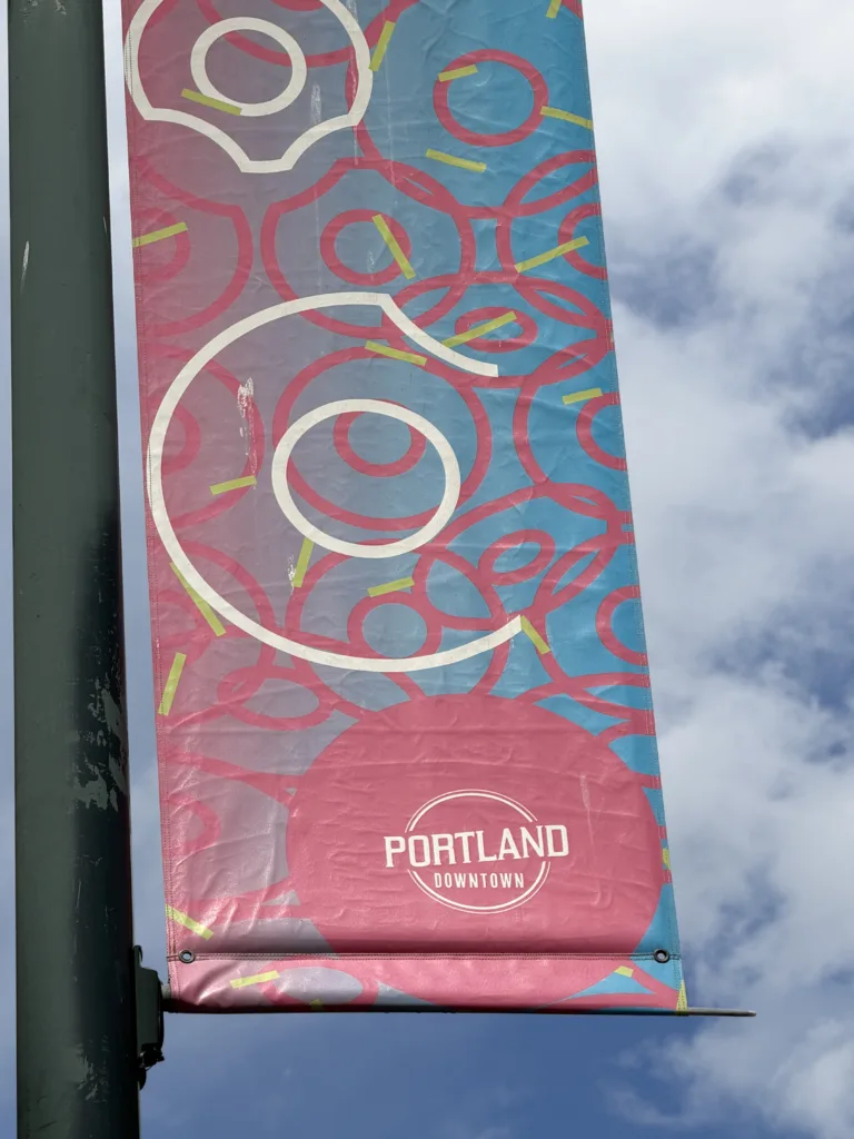 A downtown Portland Maine sign captured during a medical cannabis delivery route.